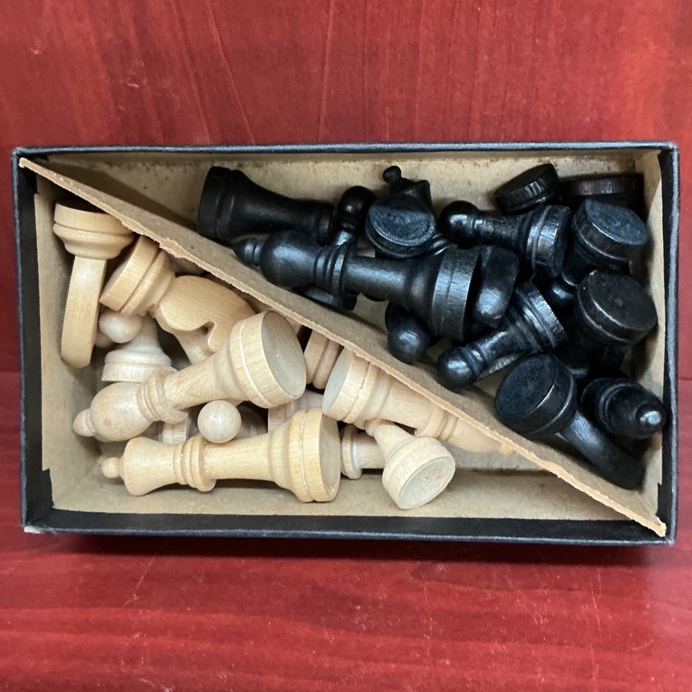 Vintage Horn 1846 Wooden Chessmen Set No A 2 Original Box Staunton‎ Pieces
